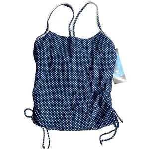 TYR Polka Dot Underwire Tankini Top - Schnozberry Blue - Size Small - $40